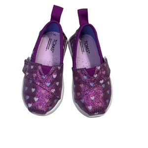 Toms Girls Youth Alpargata Pink Glitter Sparkle Glimmer Heart Shoes Size 5T